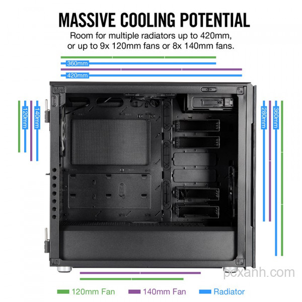 VỎ CASE CORSAIR  678C TG (MID TOWER/MÀU ĐEN)