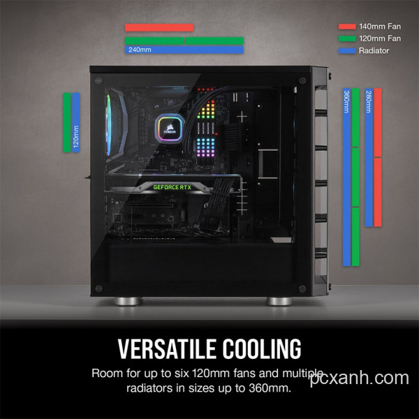 VỎ CASE CORSAIR 465X TG RGB (MID TOWER /MÀU ĐEN) CC-9011188-WW