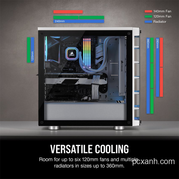 VỎ CASE CORSAIR 465X TG RGB (MID TOWER/MÀU TRẮNG) CC-9011189-WW