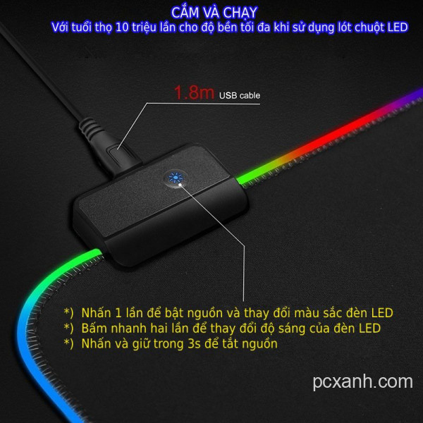 Lót chuột led RGB gaming 80*30*0.4 cm