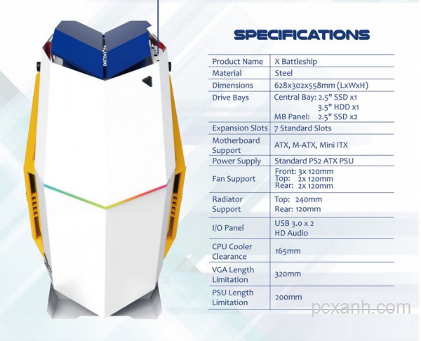 Vỏ case XIGMATEK X3 X Battleship ARGB LIGHTING